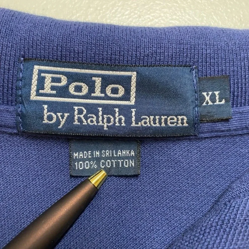 Vtg Polo‎ by Ralph Lauren Mens XL Blue Yellow Pony Preppy 100% Cotton Nautical